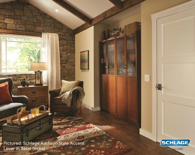 How to start a room makeover like a pro - Craftsman Living Room - Schlage Addison Style Accent Lever