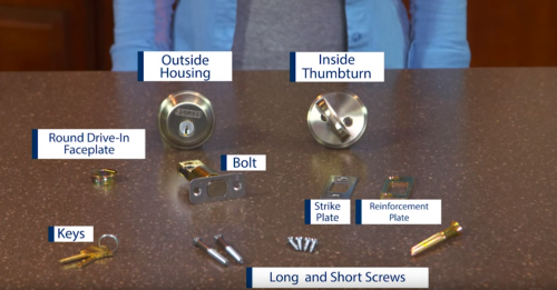 Deadbolt lock - Installation - Parts checklist - Schlage