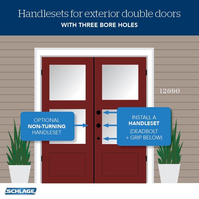 Exterior double doors - Handleset - Schlage