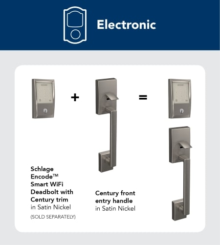Electronic locks with handle for doors with 3 holes.