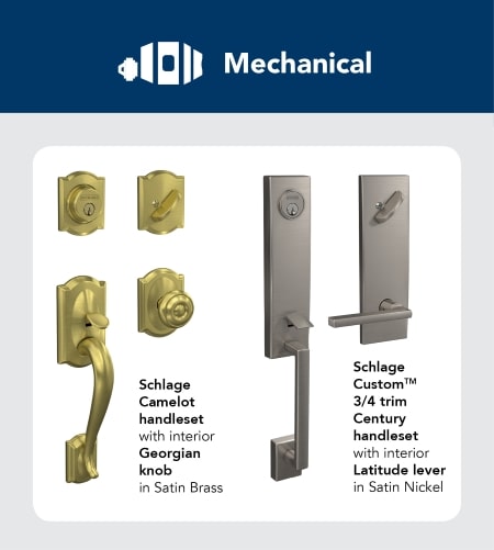 List of mechanical functions for triple bore hole locks.