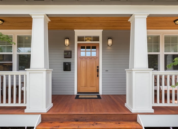 Craftsman style front porch.