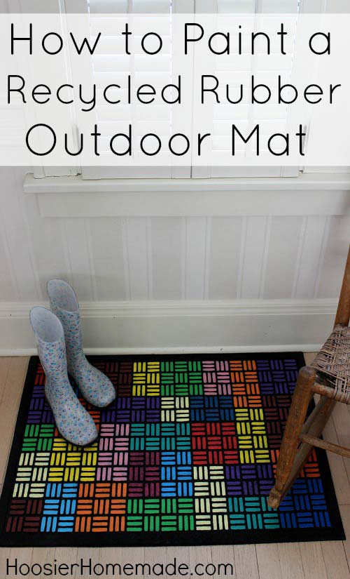 DIY rainbow rubber doormat.