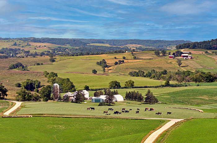Midwest farm landscape.