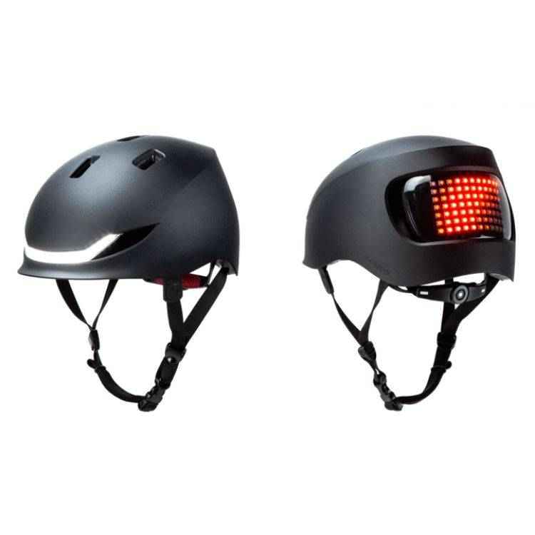 Lumos smart bike helmet with brake lights and turn signals.