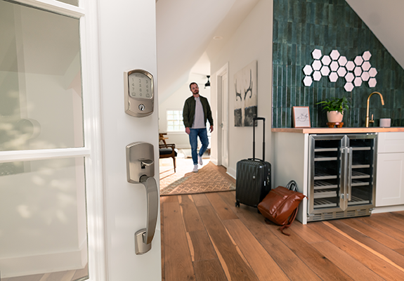 Airbnb guest using smart lock to access their rental