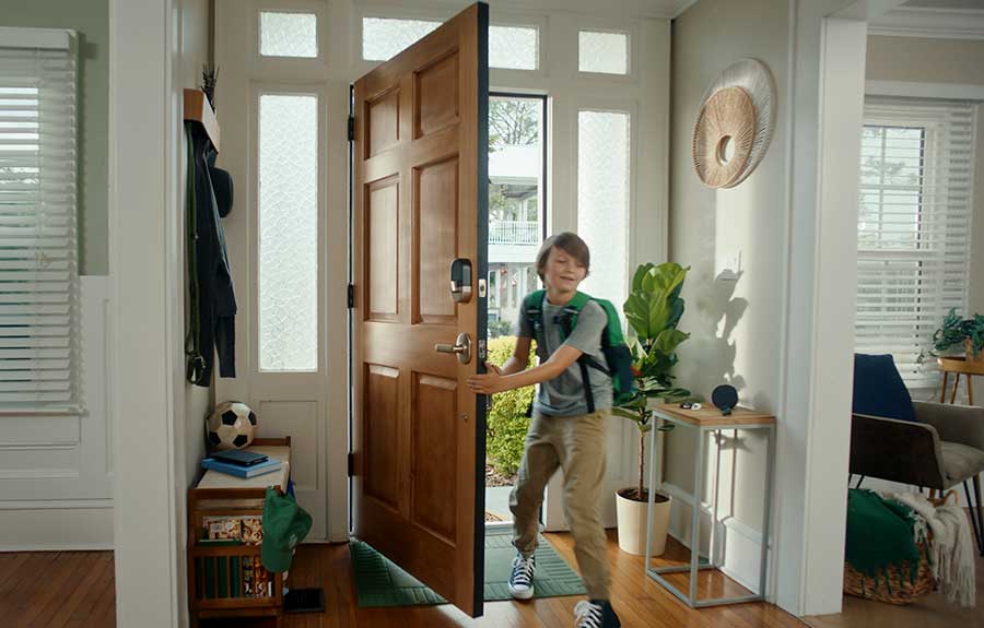front door in a busy home being slammed by an excited child