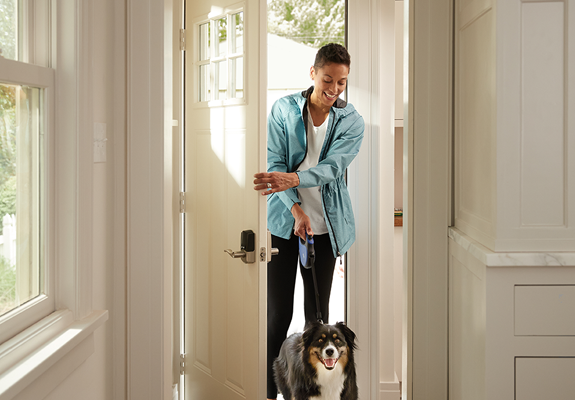 smart lock combined with door lever for single bore doors.