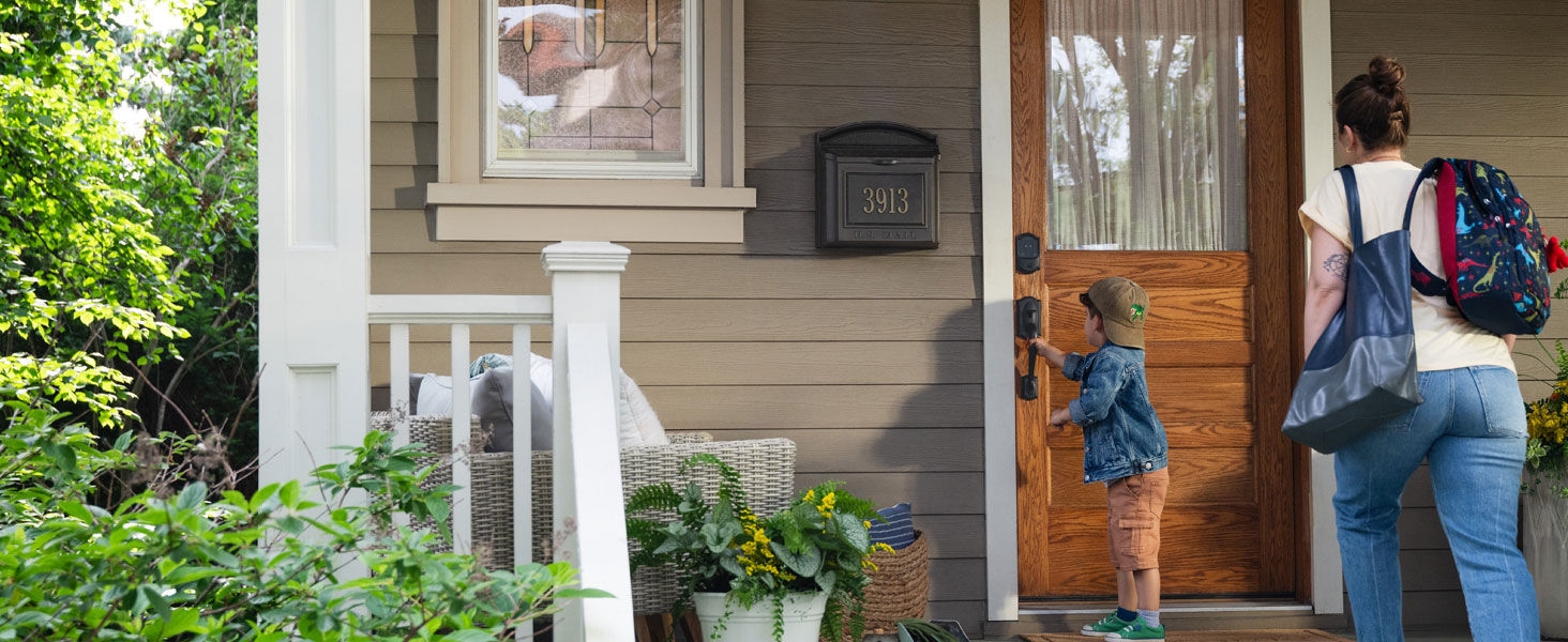 Busy mom returnng home with child.