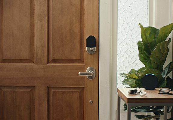 Affordable smart lock that pairs with Google Home Assistant speaker.