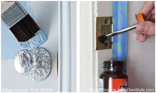cover hardware with foil or rubber cement