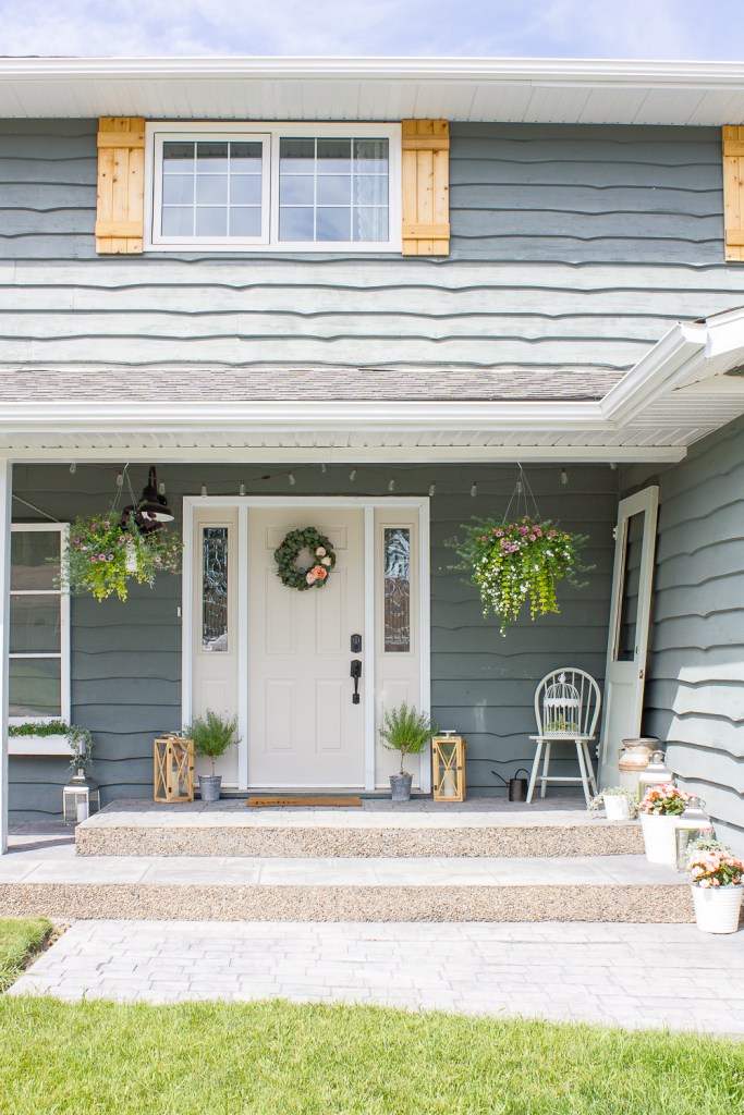 Curb Appeal - Farmhouse front porch - Schlage Touch - Keyless lock