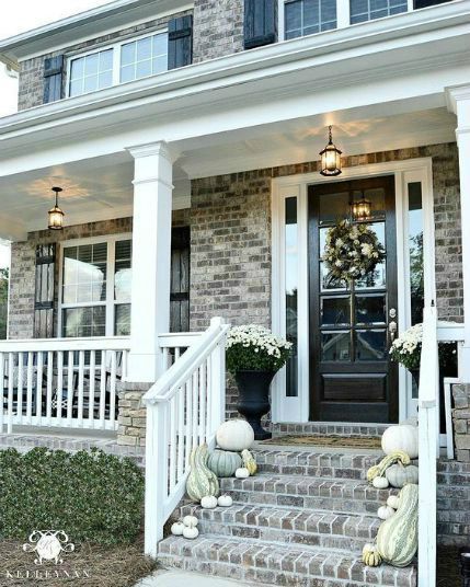 Fall color palettes - Black and white front porch - Schlage