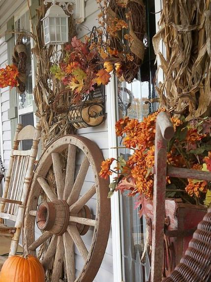 Brown fall decor - Front porch -
 Schlage