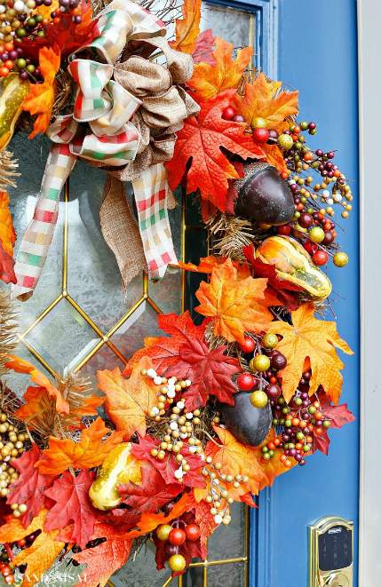 Fall color palettes - Indigo and orange porch decor - Schlage