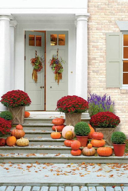Fall color palettes - Red porch decor - Schlage