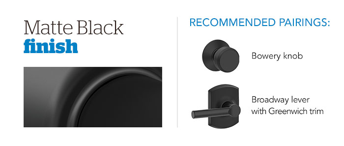 Door hardware - Finishes - Matte Black - Schlage