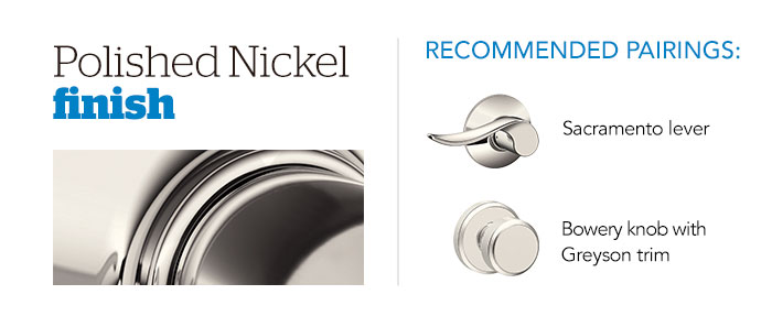 Door hardware - Finishes - Polished Nickel - Schlage