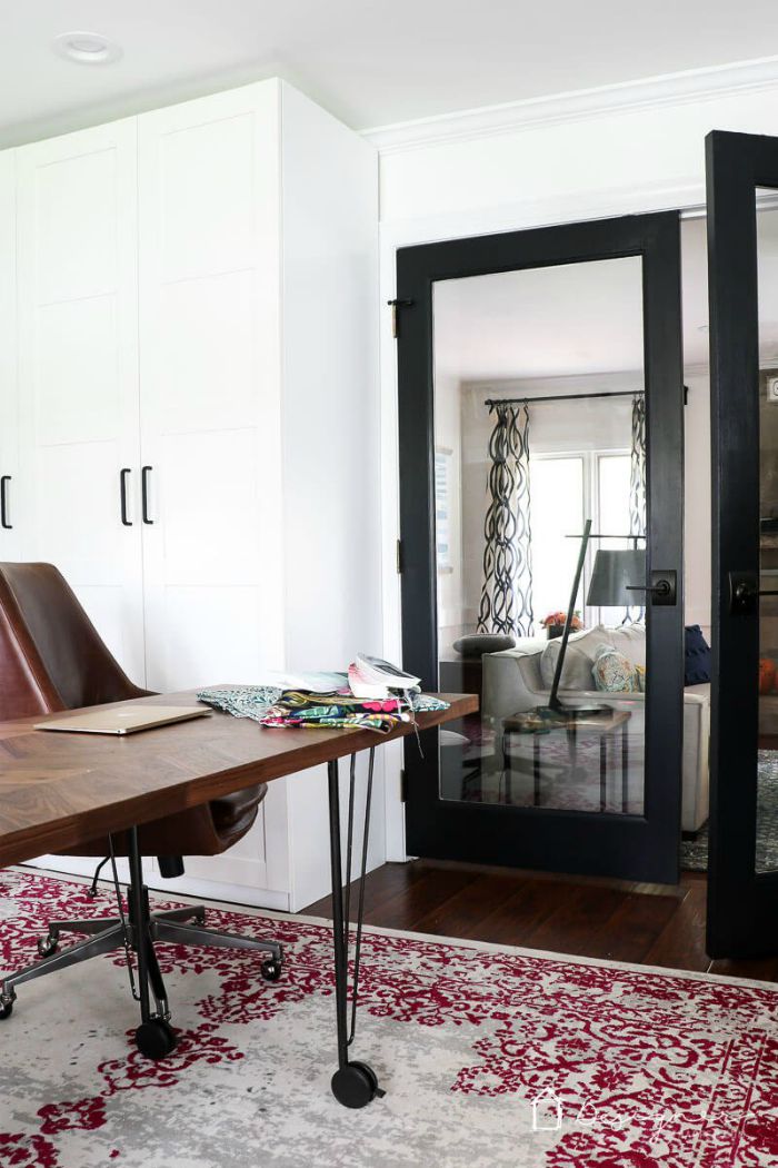 Black French Doors - Matte Black Latitude Lever - Schlage