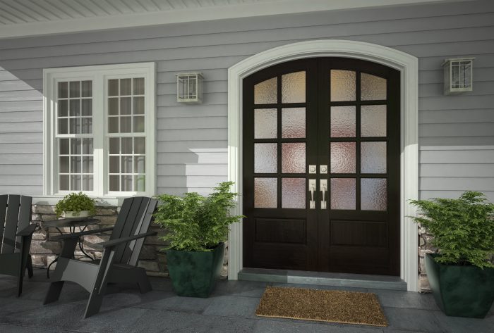 Exterior double doors with Schlage Addison Handlesets