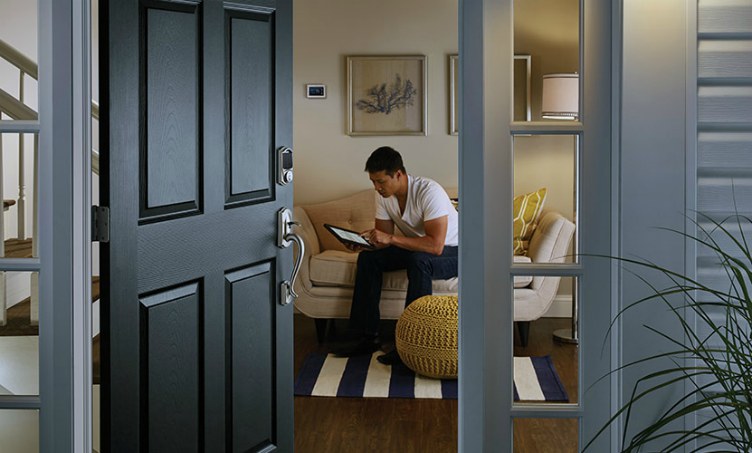Schlage Connect Smart Deadbolt on front door.