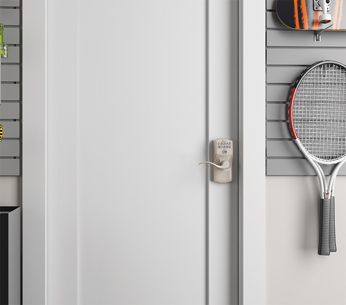 Smart locks on interior garage doors - Schlage