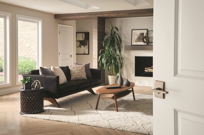 Scandinavian style living room with Schlage door lever