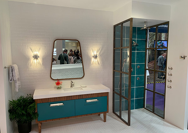 Delta Faucets bathroom vignette at IBS 2019.