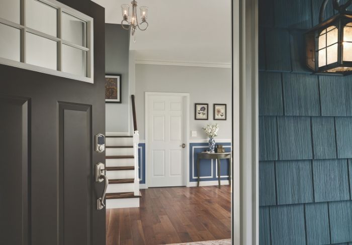 Traditional entryway with Schlage Connect Smart Deadbolt.