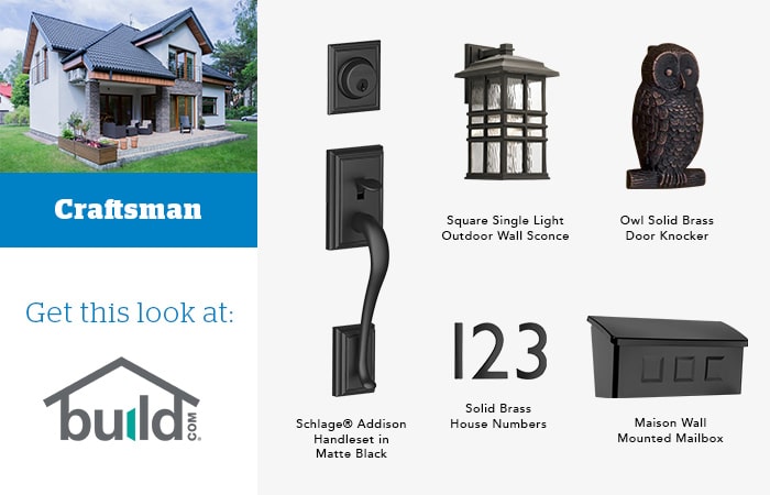 Craftsman door knocker and hardware pairings mood board.