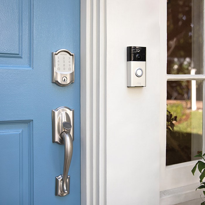Schlage Encode smart lock with Ring video doorbell.