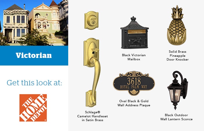 Victorian door knocker and hardware pairings mood board.