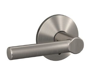 Broadway lever in satin nickel