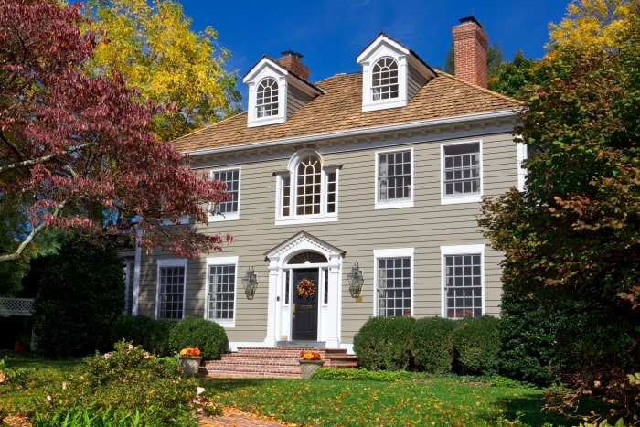 Exterior of Georgian style home.