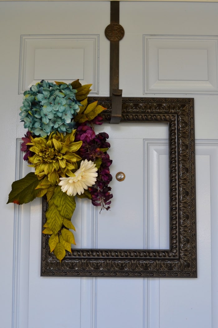 DIY picture frame wreath.