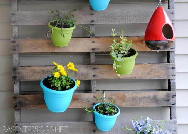 DIY vertical pallet garden.