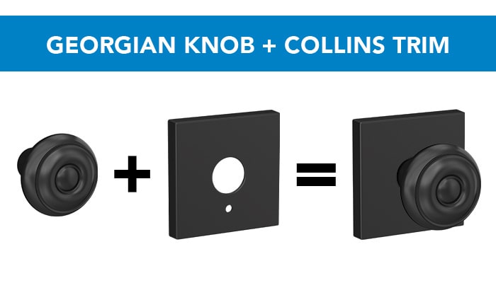 Schlage Georgian knob with Collins trim.