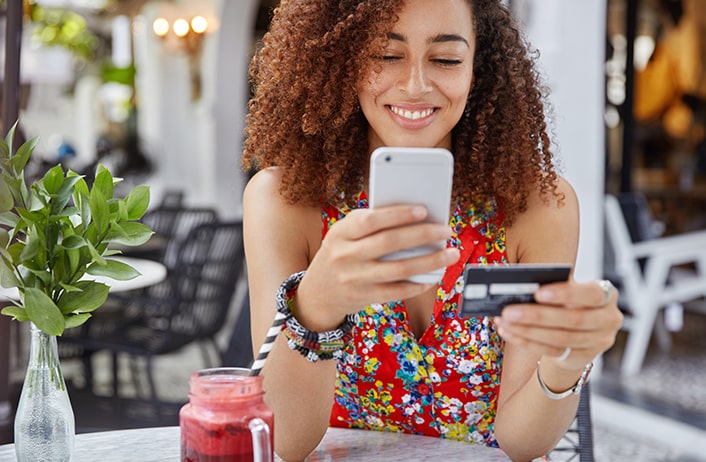 Woman shopping online with her smartphone.