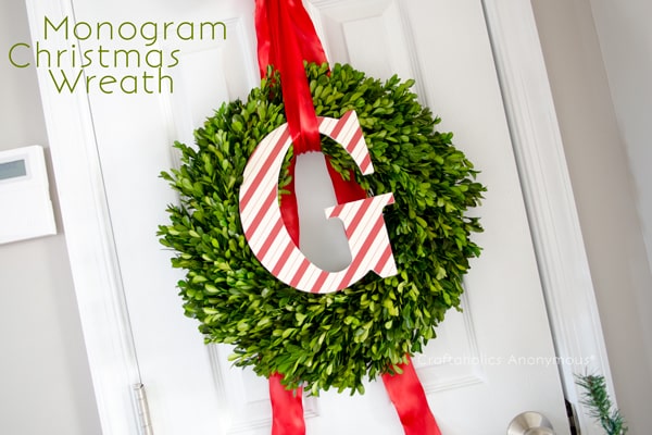 DIY monogram boxwood Christmas wreath