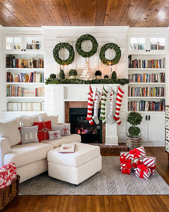 Simply Southern Cottage Christmas Mantel.