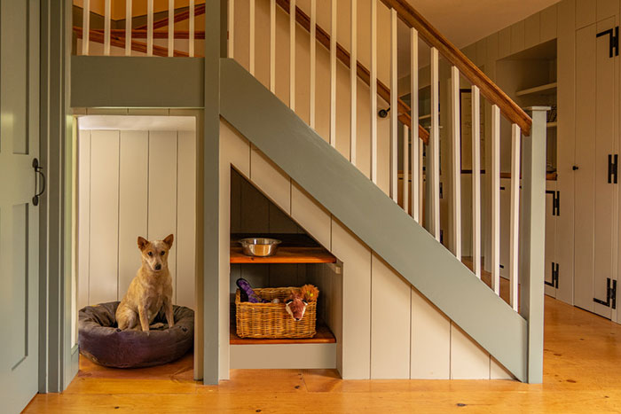 dog bed under staircase