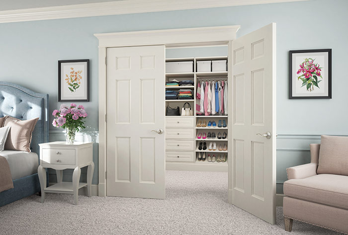 Closet french doors with Schlage door levers.