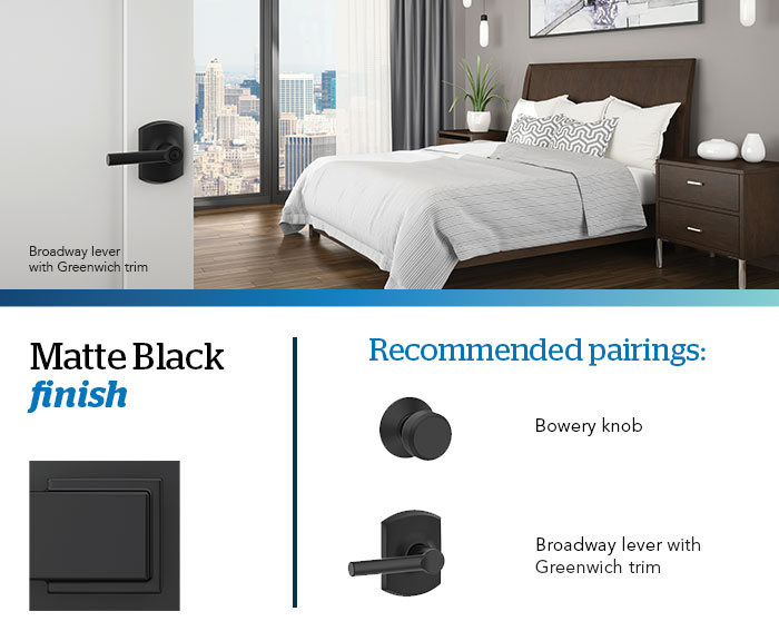 Door hardware - Finishes - Matte Black - Schlage