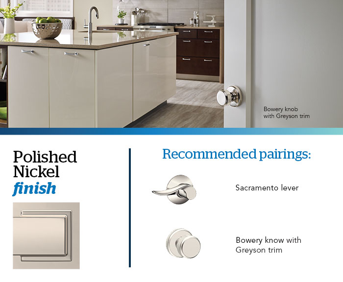 Door hardware - Finishes - Polished Nickel - Schlage