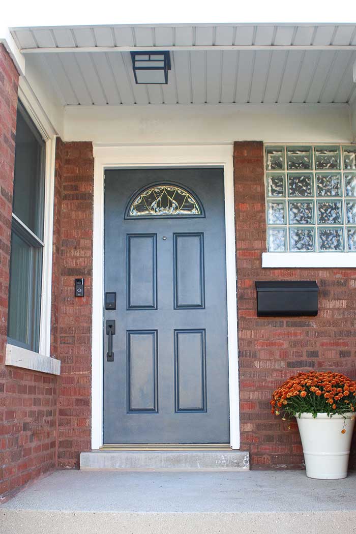 DIY Playbook front door makeover to blue front door with Schlage locks