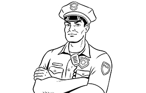 Retro clipart of police officer.