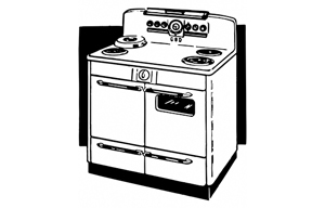 Retro clipart of two door stove.