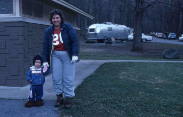 Becky and mom during camping trip.