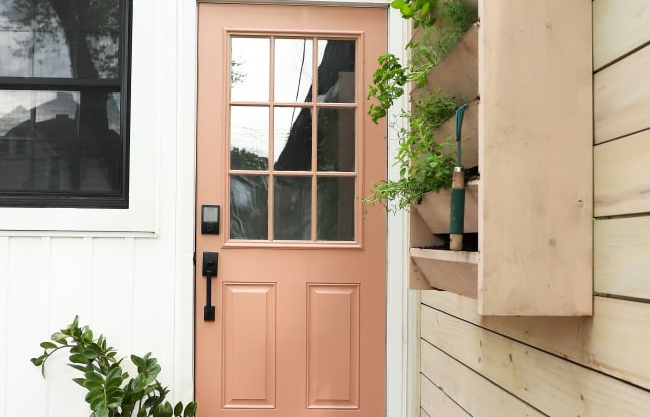 Airbnb front door with Schlage smart lock.