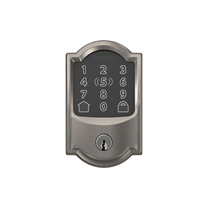 Schlage Encode Plus wifi home keys smart lock in satin nickel.